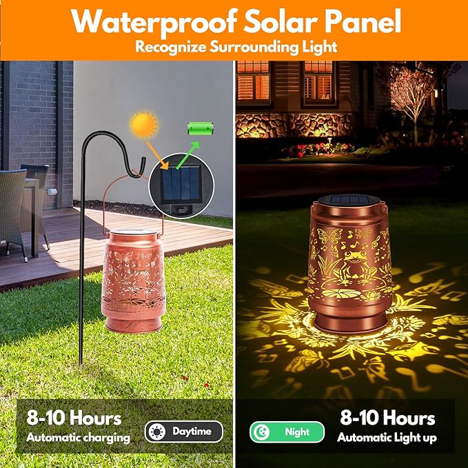 Solar Lantern Outdoor Lamp Waterproof Decorations Garden Decor, Christmas Birthday Gifts for Women, Mom, Grandma Decorative Garden, Yard, Patio, Lawn, Balcony Porch - Frog