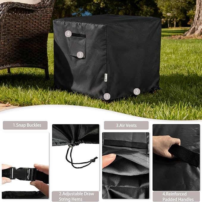 Patio Ottoman Cover,25W x 25D x 18H inch,Waterproof Square Patio Small Side Table Cover,Suitable for 3-Piece Outdoor Wicker Patio Bistro Set Side Table