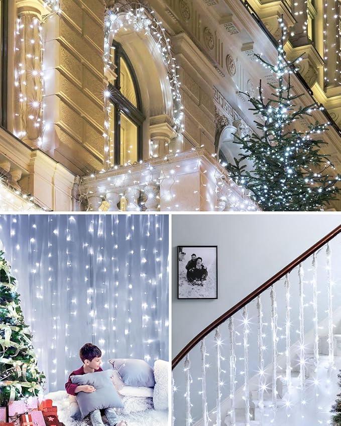 380LED 125FT Christmas Lights, Extra Long Outdoor String Lights Waterproof, Timer & Memory, 8 Modes Dimmable Plug in Fairy for Classroom Decor Outside Tree Wedding Patry Cool White