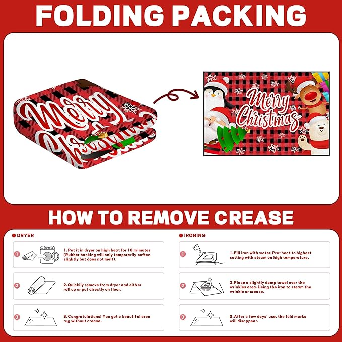 2' X 3' Christmas Rug Merry Xmas Door Mat Non-Slip Indoor Outdoor Front Door Doormat Living Room Bedroom Entrance Rug Happy Xmas Floor Decor Home Festive Decoration,23.6" X 35.4"