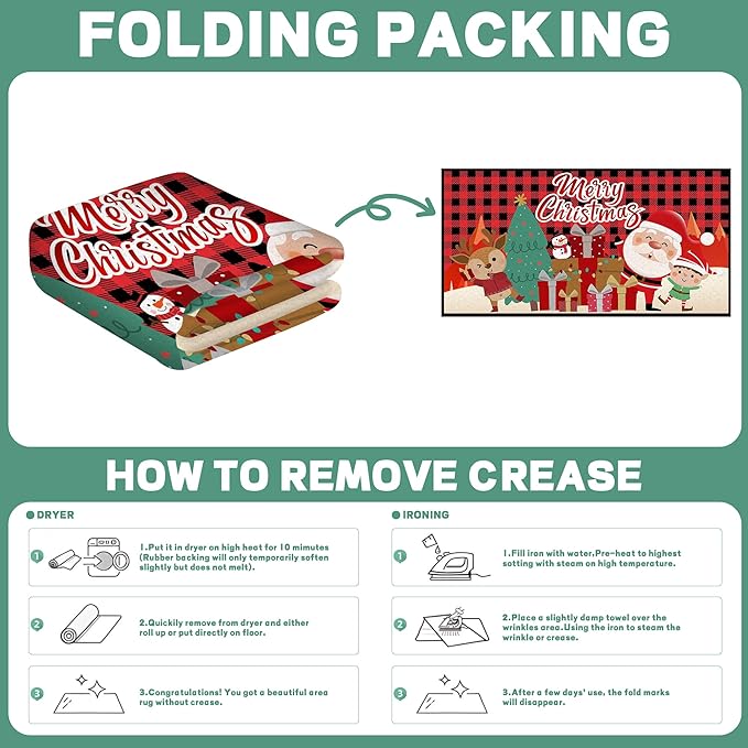 Christmas Rug Merry Xmas Door Mat Non-Slip Indoor Outdoor Front Door Doormat Living Room Bedroom Entrance Rug Happy Xmas Floor Decor Home Festive Decoration,79" X 39"