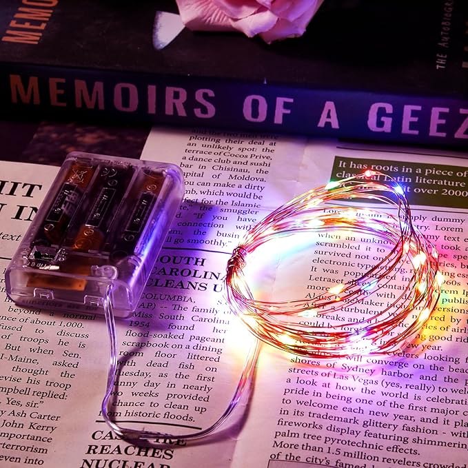 4 Pack 16.4ft Battery Operated String Lights with Timer, Multi Color with Synchronized Twinkle Mode, Fairy Lights Battery Powered, 50 LED, Idea for Christmas Bedroom Party Wedding