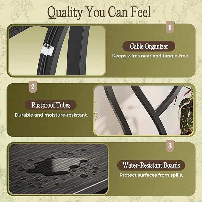 PRAISUN 51.3 Inch Plant Stand with Grow Light, 6 Tiered Indoor Plant Shelf with Larger Flower Holder, Pine-Shaped Stand, 3 Light Modes, Open Base, Corner Plant Rack for Living Room, Black