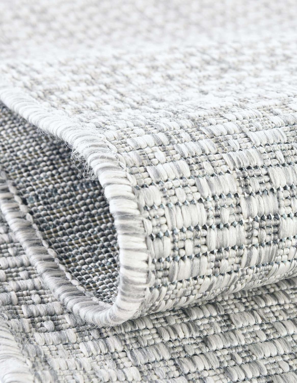 Unique Loom Outdoor Solid Collection Area Rug (12' Round Light Gray/Ivory)