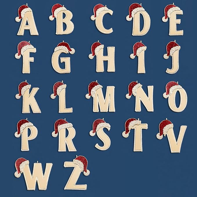 2025 Christmas Initial Ornaments, Letter O Ornaments for Christmas Tree, Red Hat Xmas Ornament for Mother Best Friends Sister Wife|O-Letter Ornament