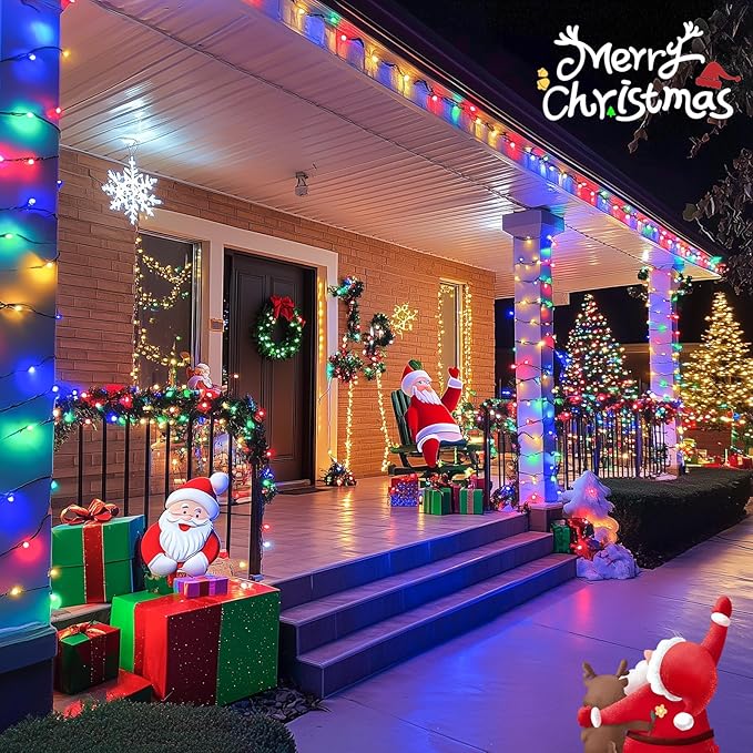 JMEXSUSS 600 LED Solar Christmas Lights Outdoor Waterproof, 206.7 ft Solar String Lights Outdoor, 8 Modes Tree Light for Outside Yard Patio Christmas Decorations