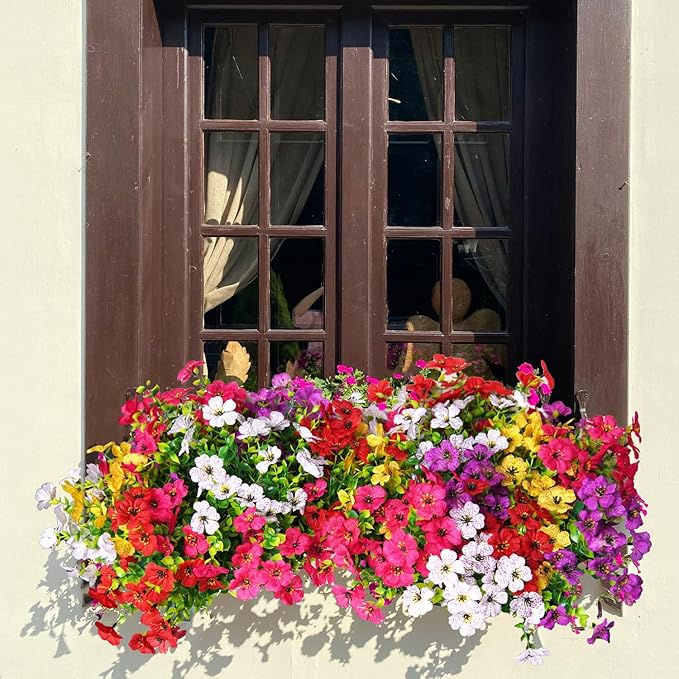 14 Bundles Fake Mums Fake Plants Artificial Mums for Outdoors Artificial Flowers for Yard Porch Home Garden Fall Indoor Outdoor Decor(Mixed)