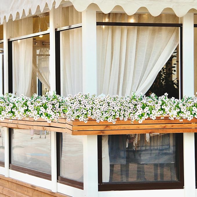 14 Bundles Fake Mums Fake Plants Artificial Mums for Outdoors Artificial Flowers for Yard Porch Home Garden Fall Indoor Outdoor Decor(White)