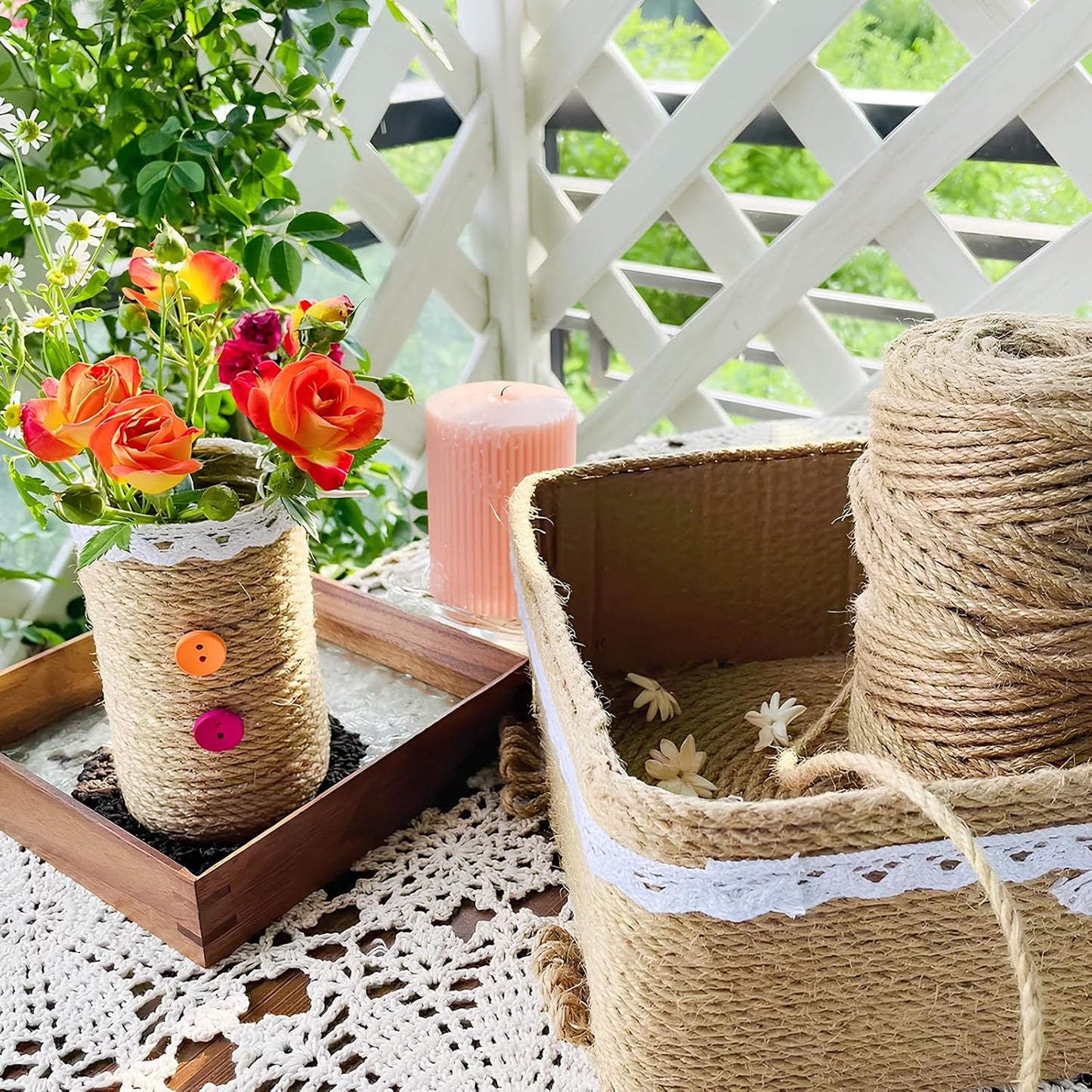 XSEINO 2400Feet Natural Jute Twine Strong Garden Twine Rope for Arts Crafts Gift Wrapping Gardening Tomato Climbing Plant Tie Floristry Packing Decor