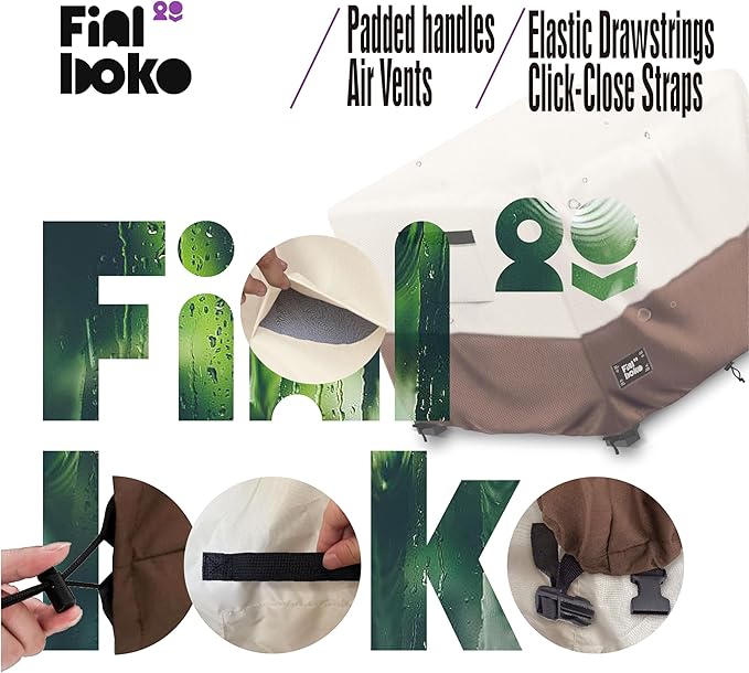 Patio Ottoman Cover,22"L x 22"W x 18"H Square Patio Dining Table Cover for Outdoor Furniture,100% Waterproof 600D Heavy Duty Outdoor Table Cover,Beige&Brow