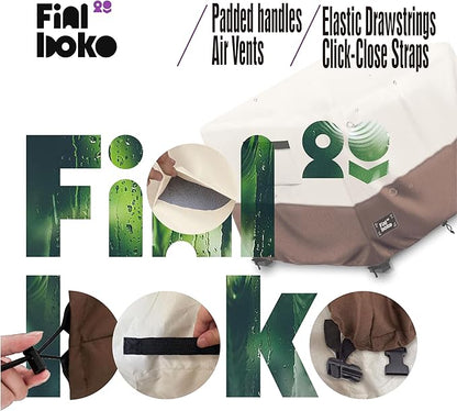 Patio Ottoman Cover,22"L x 22"W x 18"H Square Patio Dining Table Cover for Outdoor Furniture,100% Waterproof 600D Heavy Duty Outdoor Table Cover,Beige&Brow