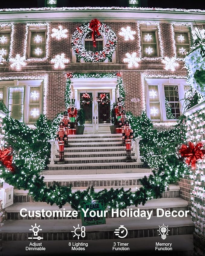 380LED 125FT Christmas Lights, Extra Long Outdoor String Lights Waterproof, Timer & Memory, 8 Modes Dimmable Plug in Fairy for Classroom Decor Outside Tree Wedding Patry Cool White