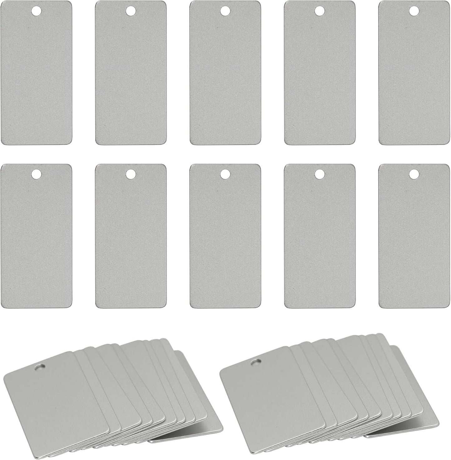 StayMax Anodized Aluminum Engraving Blanks 1x2 Inch 50 Pack (Silver)