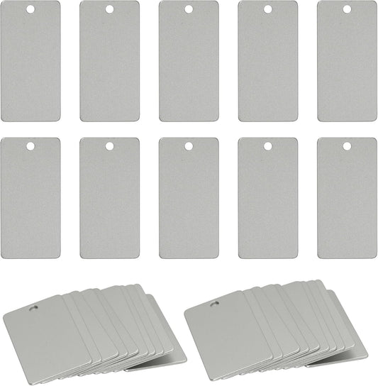 StayMax Anodized Aluminum Engraving Blanks 1x2 Inch 50 Pack (Silver)