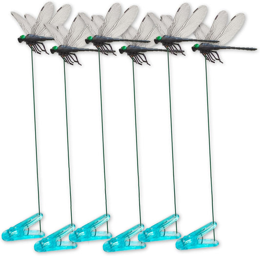 Dragonfly Clips Black Dragon Fly Hat Clip Artificial Realistic 3D Dragonflies Garden Stakes Decor for Indoor Outdoor (6 Pcs)