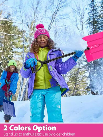 Snow Shovel Kids, Small Snow Shovel for Child Aged 2-13 Year Old, Plastic Winter Snow Removal Tool for Yard Driveway, 34 in Toddler Playing Shovels with Comfort D Handle Grip, 1 lb Lightweight, Pink