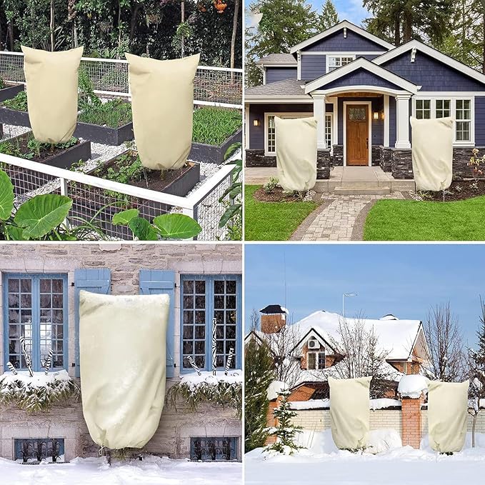Plant Covers Freeze Protection, 7.87 X 98.4 Inch Plant Frost Protection Covers, 2-Pack,with Zipper and Drawstring Outdoor Winterizing Plant Blankets.