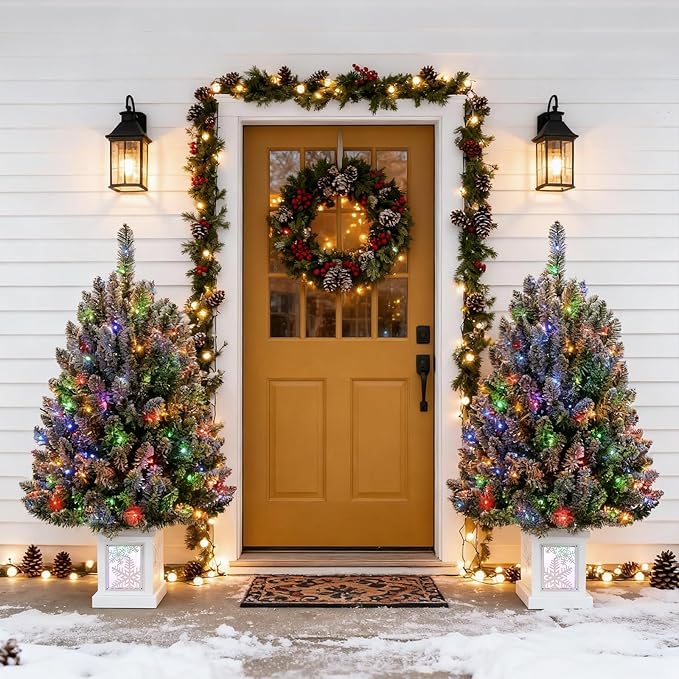 3FT Small Christmas Tree, Artificial Christmas Tree with 100 Lights & Lighting Base, Prelit Mini Tree for Christmas Decor,Tabletop Christmas Tree, 10 Modes Lighting Control, Timer Operated Operated