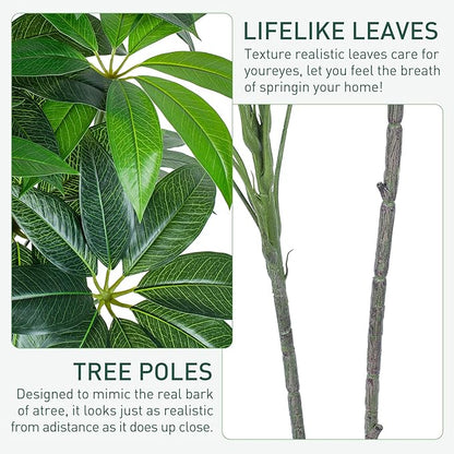 Money Tree Artificial - 6 FT Tall Fake Tree with Decorative planters - Large Faux Plants Lifelike Branches & Foliage - Artificial Plants Indoor for Home Office Living Room Decor