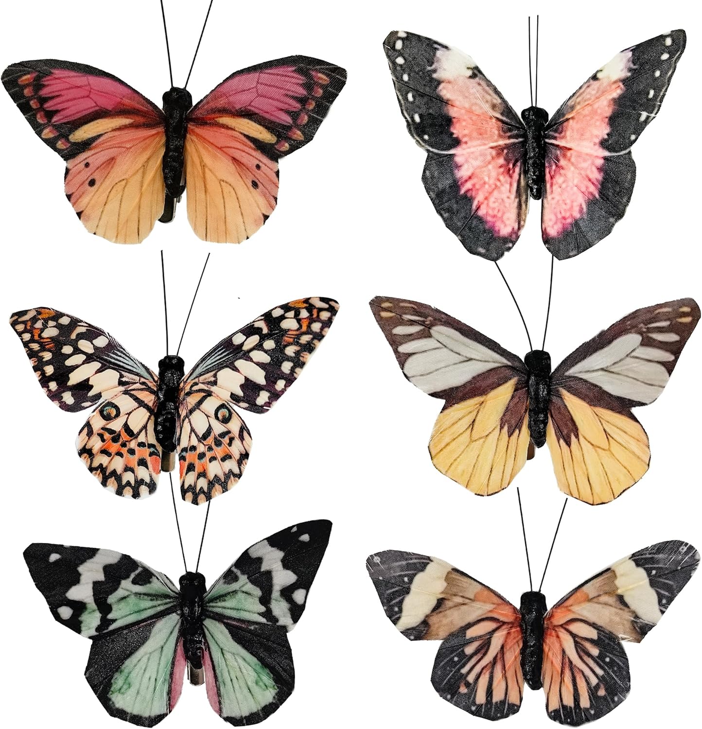 Cartanfill- Artificial Feather Simulation Butterfly Party Decoration Set, a Set of 12 Pieces with Clips, Used for Home Decoration in 12 Colors.… (B Clip)