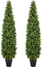 5FT Artificial Boxwood Topiary Tree Fake Topiary Potted Plants for Home Office Garden Indoor Outdoor Decoration 59INCH(2PACK)
