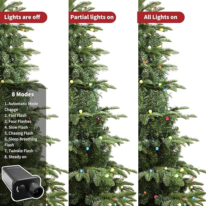 4FT Christmas Tree with LED Lights Pre-Lit, Premium Artificial Christmas Tree with String Lights, Decorated Xmas Tree with Metal Stands for Indoor Seasonal Holiday Home Office Party, ETL Listed
