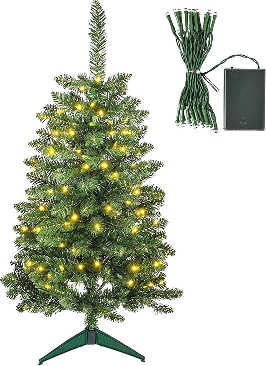 3FT Christmas Tree for Tabletop in Green– Mini Xmas Tree with 163 Branch Tips, Foldable Metal Base, Easy Assembly – Ideal for Home, Office, Apartment, or Holiday Décor