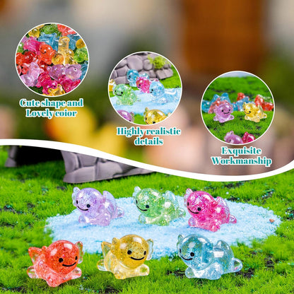 Mini Resin Glitter Axolotl 60 Pcs Variety Tiny Animals Figures Miniature Little Small Salamander Figurines Bulk for Micro Fairy Garden Landscape Accessories Hide Crafts Decor