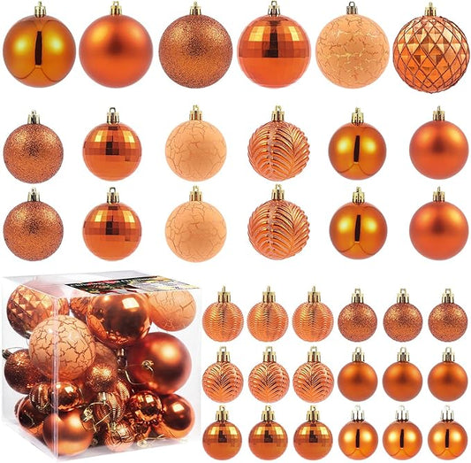 LANGXUN 36pcs Copper Orange Christmas Tree Decorations Balls, Bolas De Navidad, 2025 Christmas Decor, Indoor Outdoor Shatterproof Christmas Ornaments, Xmars Party Wedding Suppiles
