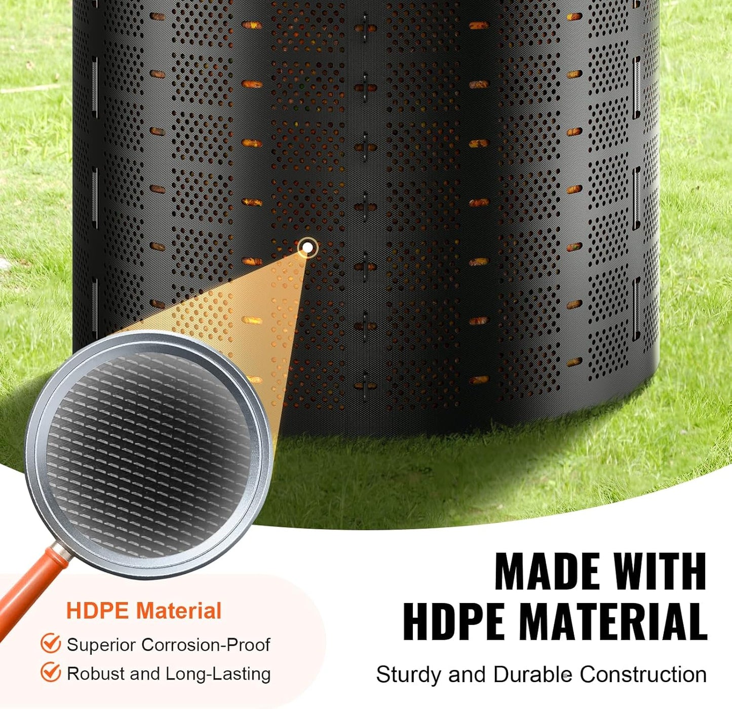 VEVOR Compost Bin 220 Gallon, Outdoor Expandable Composter, Easy to Setup & Large Capacity Composting Bin, Fast Creation of Fertile Soil