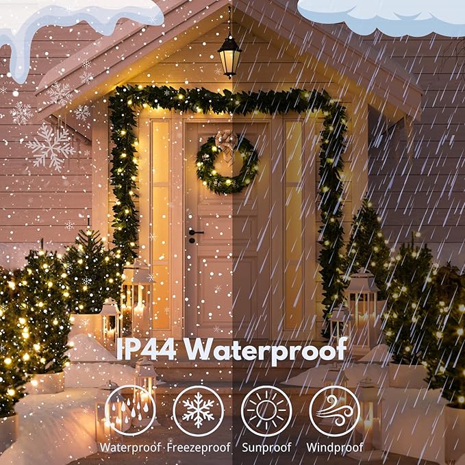 2-Pack Total 164FT 400LED Connectable Christmas Lights Outdoor, Christmas String Lights Waterproof with 8 Modes & Timer, Green Wire Twinkle Lights for Xmas Tree Decorations Outdoor Indoor, Warm White