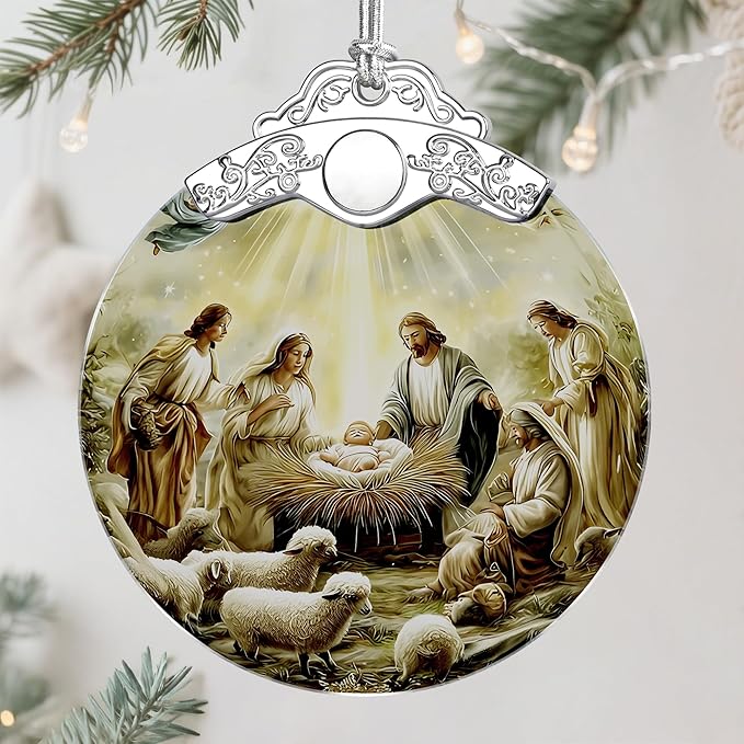 Christian Christmas Decoration, Nativity Christmas Ornament, Nativity Scene Ornament, Holy Family and Baby Jesus, Religious Holiday Decor, Religious Gifts, Christian Gifts, Gift Exchange, Gift Idea