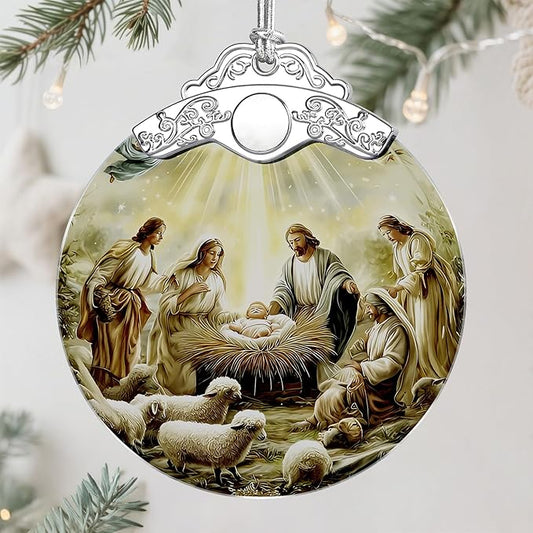 Christian Christmas Decoration, Nativity Christmas Ornament, Nativity Scene Ornament, Holy Family and Baby Jesus, Religious Holiday Decor, Religious Gifts, Christian Gifts, Gift Exchange, Gift Idea