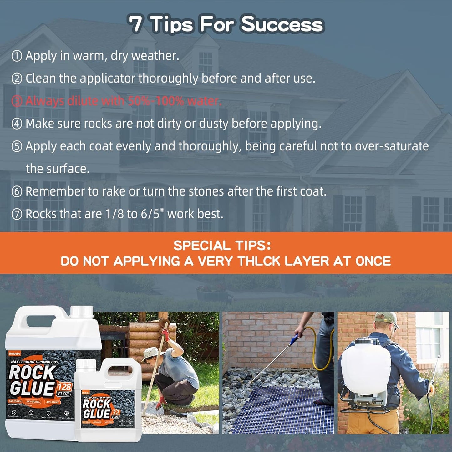 Rock Glue, 2Gallon Mulch Glue for Landscaping, Fast-Dry Strong Pea Gravel Stabilizer Landscape, Non-Toxic Long-Lasting Dries-Clear Strong Pea Gravel Binder for Pebble, Pine Straw for Outdoor Gardens