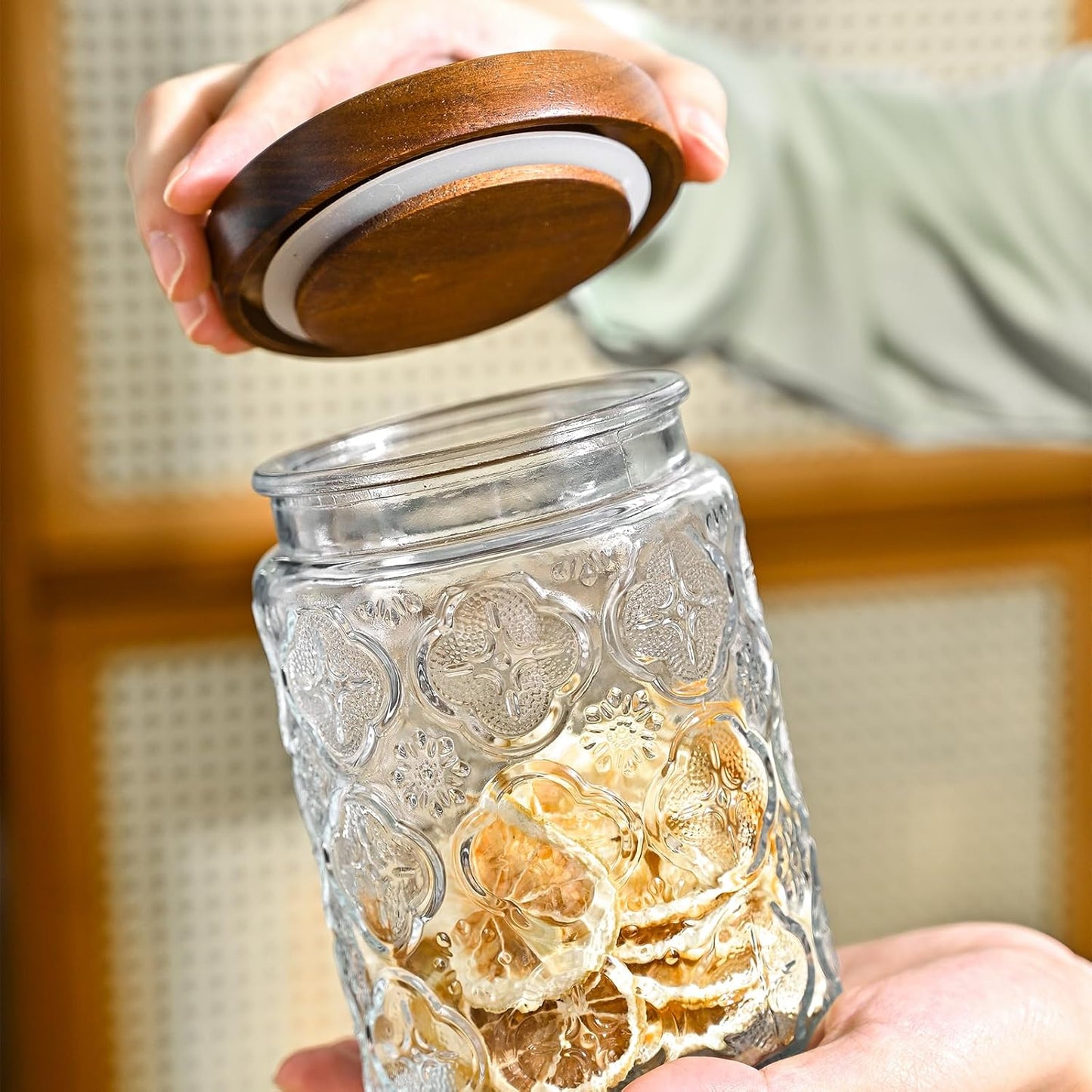 3-Pack 24oz Vintage Glass Jar With Lid, Glass Storage Containers, Airtight Kitchen Storage Containers For Sugar, Coffee, Tea, Spice, Flour, Candy Cookie, Pasta, Cereal