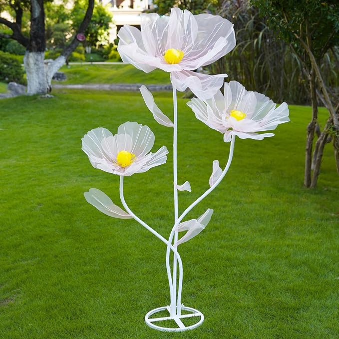 Giant Flowers for Decoration,3-Head Large Artificial Silk Flower with Standing Stems and Base for Party Banquet Wedding Reception Background Decor Home Decor (Pink Gradient)