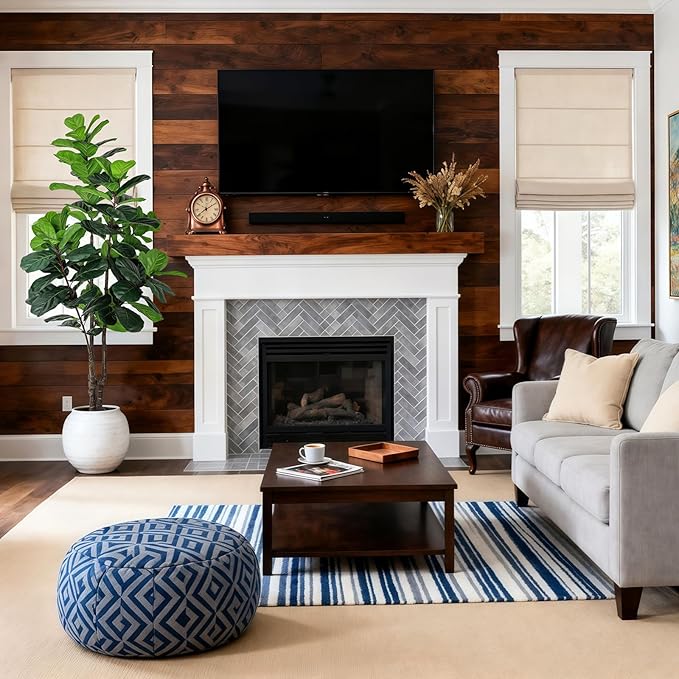 Fiddle Leaf Fig Tree Artificial Plants Indoor - 6ft Realistic Fake Plants Ficus Lyrata Trees, Faux Trees Indoor Floor Plant for Home Decor Living Room Office Christmas Housewarming Gifts