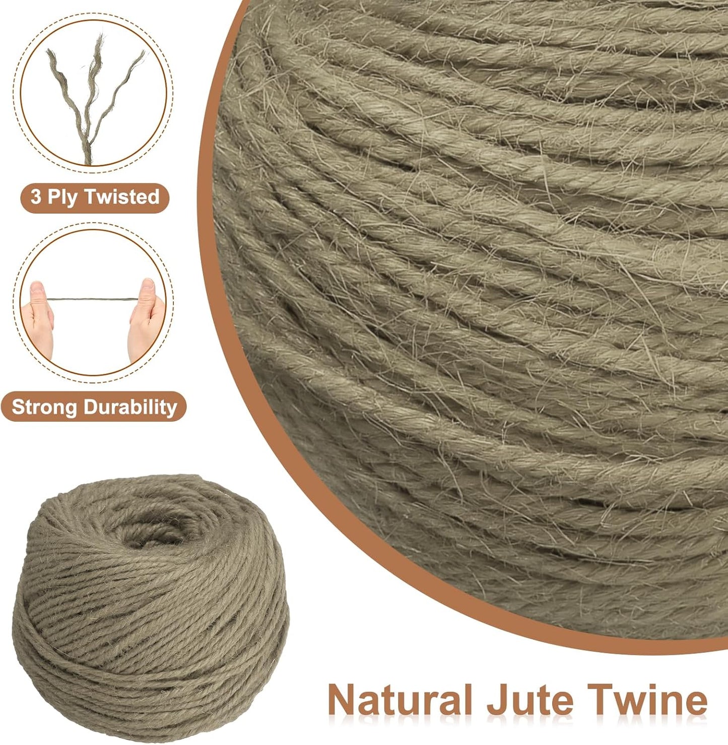uxcell 328 Feet Natural Jute Twine String,3mm Thin Garden Twine Rope Colored Plant String Cord for DIY Art Crafts Gift Wrapping Decoration Packing Gardening Plant Hanger,Beige