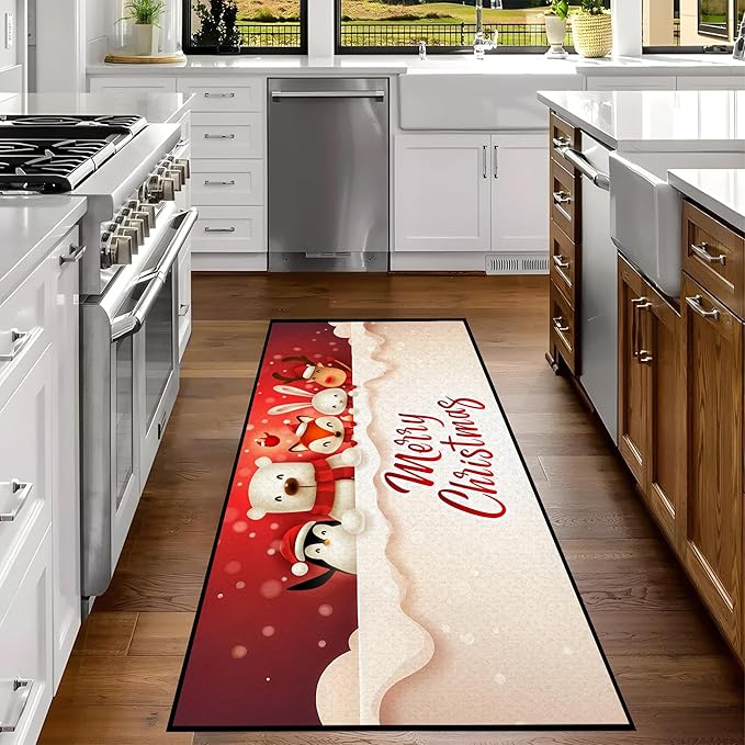 Christmas Rugs,Xmas Tree Snowman Non-Slip Washable Rug Indoor Rugs Floor Mats Carpet for Living Room Bedroom Dining Room Home Decor,79" X 39"