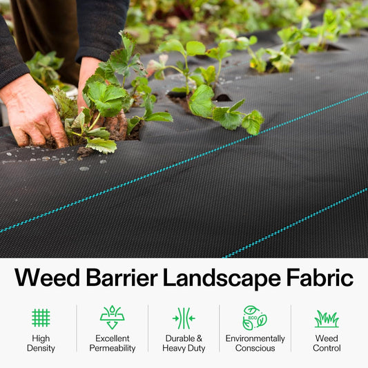 VIVOSUN Premium Weed Barrier Landscape Fabric Heavy Duty, 4ftx100ft 5oz Double-Layered Weed Control Mat with High Permeability, Commercial Ground Cover, Easy Set up & Superior Weed Control
