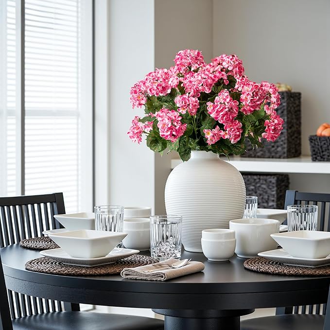 Artificial Geranium Flowers for Outdoors Geraniums Artificial Flowers Realistic Faux Geraniums for Outdoor Planters Silk Geranium Outdoor Fake Flowers Porch Home Kitchen Garden Decor(4PCS，Pink)