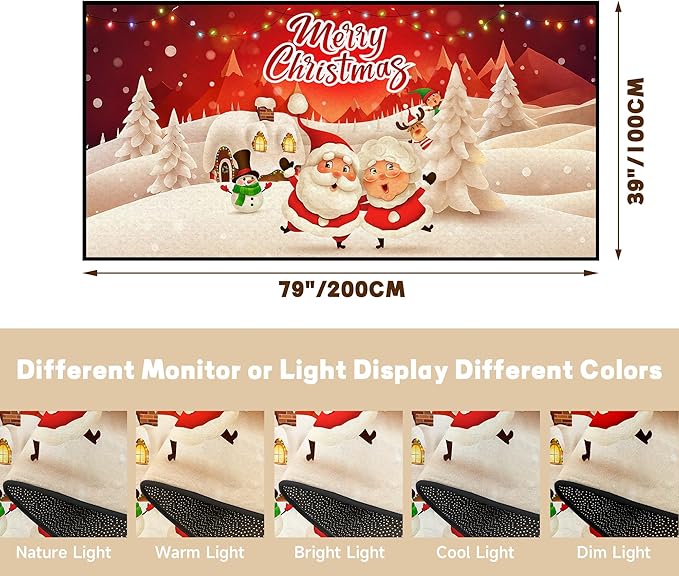 Christmas Rug Merry Xmas Door Mat Non-Slip Indoor Outdoor Front Door Doormat Living Room Bedroom Entrance Rug Happy Xmas Home Festive Decoration,79" X 39"