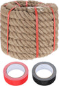 MECCANIXITY Jute Rope 1.1 Inch x 85ft, Thick Twine Rope Ropes Braided Jute Twine Natural Brown Burlap Cord String Heavy Twisted with Tapes for Decorative Crafts Railing Swing Tug of War