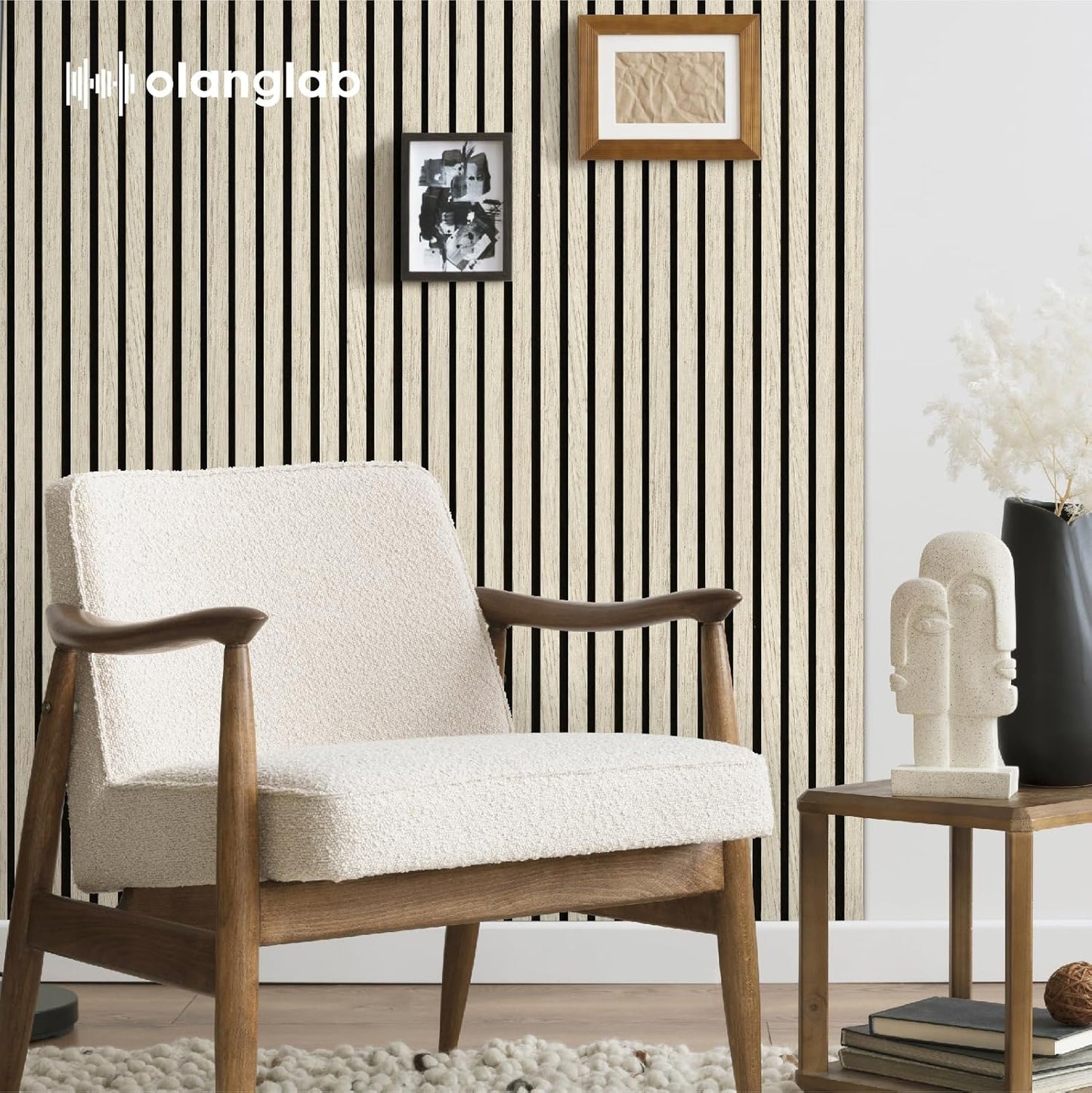 Olanglab Wood Slat Wall Panels 4 Pack, Wooden Acoustic Wall Panels, 94.5"x12.6" Each 3D Wall Panels for Interior Wall Decor (Light Oak-Extendo Trio)