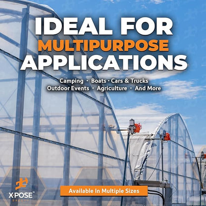 4' x 6' Clear Vinyl Tarp - Super Heavy Duty 20 Mil Transparent Waterproof PVC Tarpaulin with Brass Grommets - for Patio Enclosure, Camping, Outdoor Tent Cover, Porch Canopy - by Xpose Safety