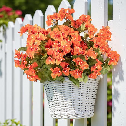 Bougainvillea Artificial Flowers Bougainvillea Outdoor Artificial Plants Faux Flowers with Stems Silk Flowers for Wedding Porch Living Garden Decor(4PCS,Orange)