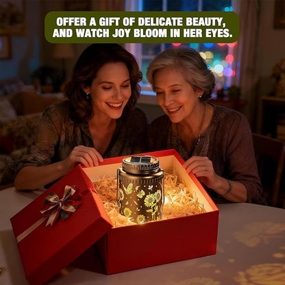 Cooo 4 Pack Solar Lanterns Outdoor Waterproof Sunflower Butterfly Solar Pathway Lights Landscape Path Christmas Gifts for Women Mom Grandma for Outdoor Table Lamps Garden Yard Backyard Decor -Gold