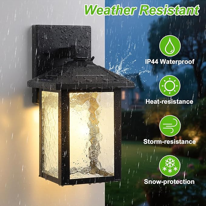 BesLowe Solar Wall Lights Outdoor, Aluminum Dusk to Dawn LED Porch Light, 3000K/5000K Adjustable, Wireless Exterior Lighting Fixtures Solar Wall Lantern Sconce Light for Outside Garage, 2-Pack