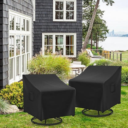 Outdoor Swivel Chair Covers Waterproof, Outdoor Rocking Chair Covers 2 Pack, Patio Chair Covers for Outdoor Furniture Fits up to 30W x 34D x 38.5H inches, Black