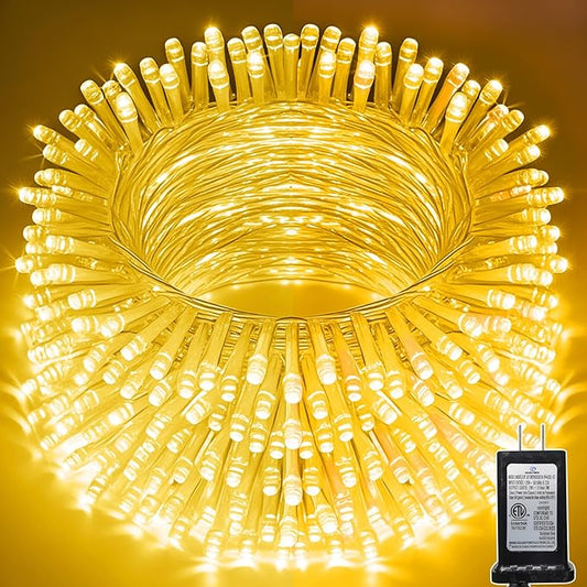 328 FT 1000 LED String Lights Outdoor Indoor, Christams String Lights Waterproof 8 Modes & Timer, Fairy Lights Plug in for Bedroom, Weeding, Patio, Party, Holiday,Christmas Decor (Warm White)